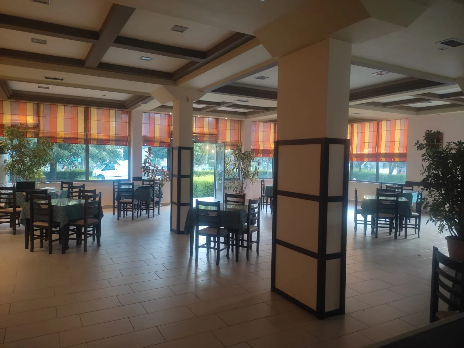 The bar-café’s dining room, where tours meet